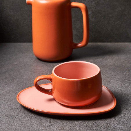 Tea cup and saucer OUTO paprika - OGO LIVING