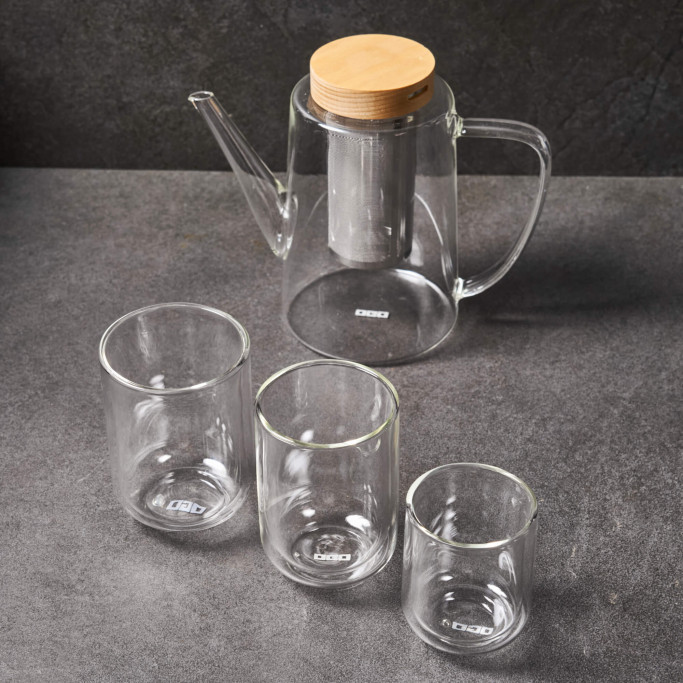 4 double wall glass cups 35 cl HELYA - OGO LIVING